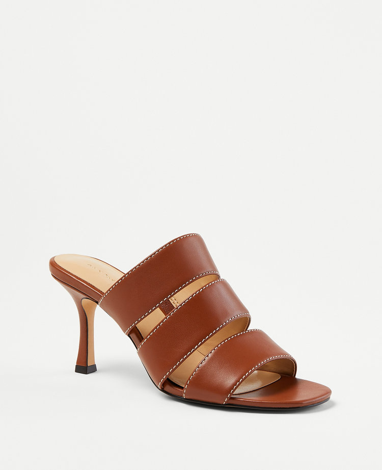 Ann Taylor Three Strap Leather Sandals Women's