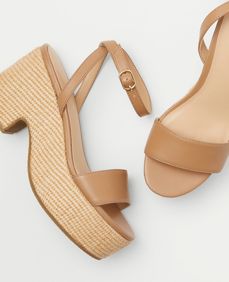 Straw Platform Ankle Strap Sandals