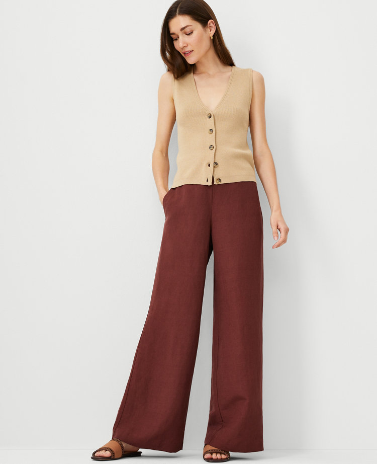 The Easy Palazzo Pant in Linen Blend carousel Product Image 4