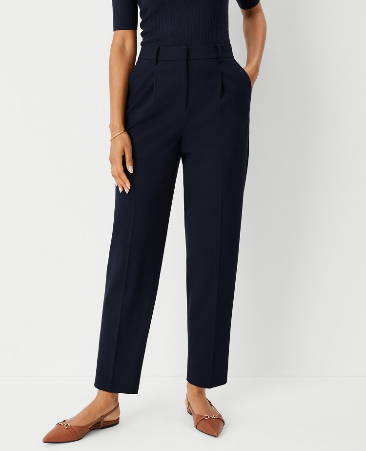 High-waisted tailored trousers - Navy blue - Ladies