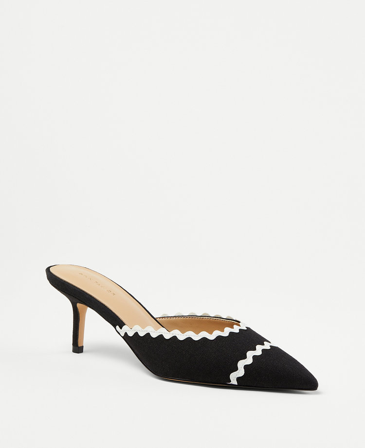 Ric Rac Embroidered Mule Pumps