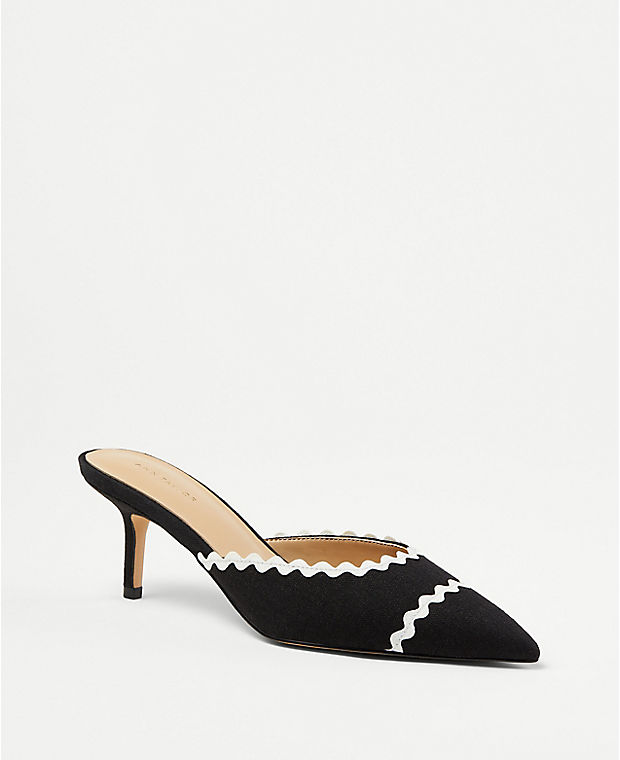 Ric Rac Embroidered Mule Pumps