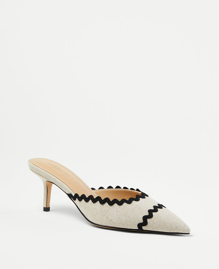 Ric Rac Embroidered Mule Pumps