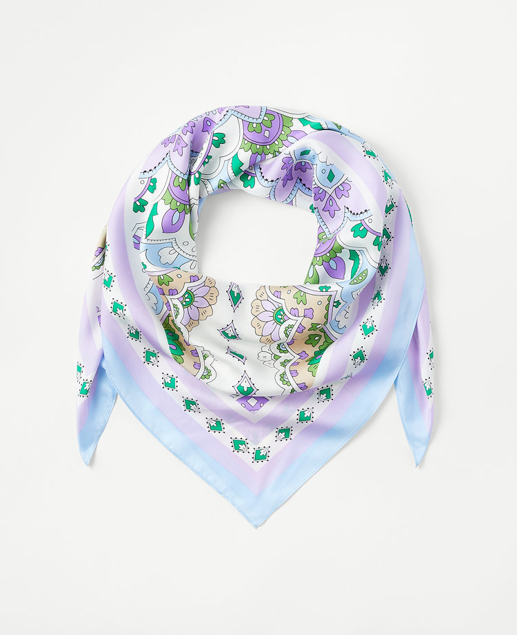 Ann Taylor Tile Silk Scarf White Women's