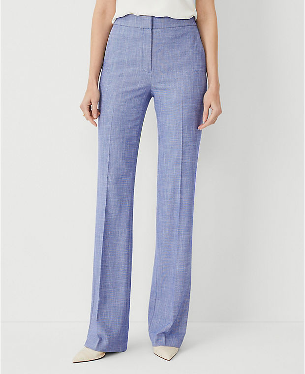 The Petite High Rise Pleated Taper Pant in Cross Weave - Curvy Fit