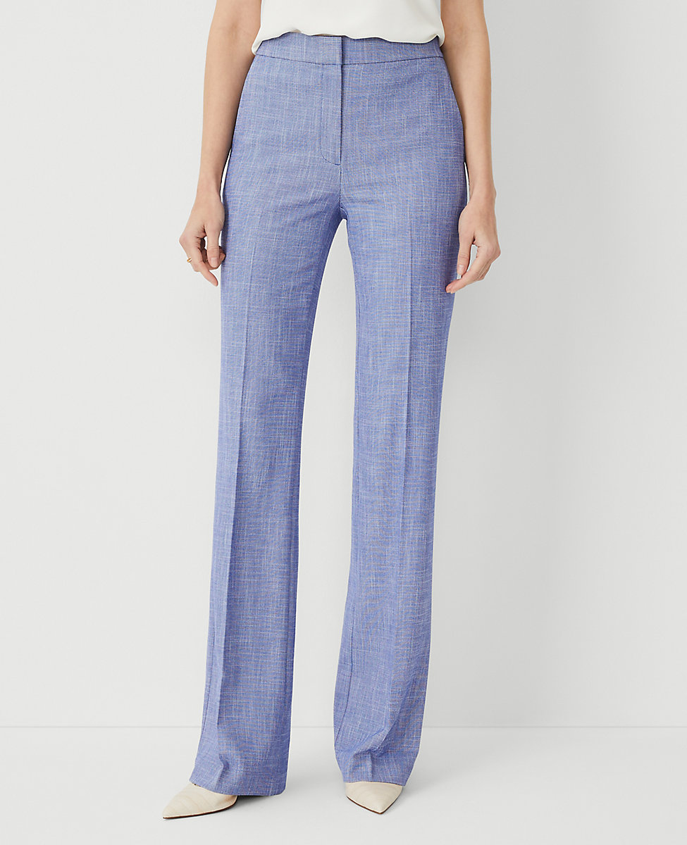 The Petite High Rise Pleated Taper Pant in Cross Weave - Curvy Fit