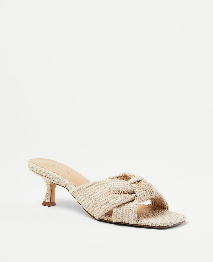 Ann Taylor Knotted Straw Sandals Natural Women's