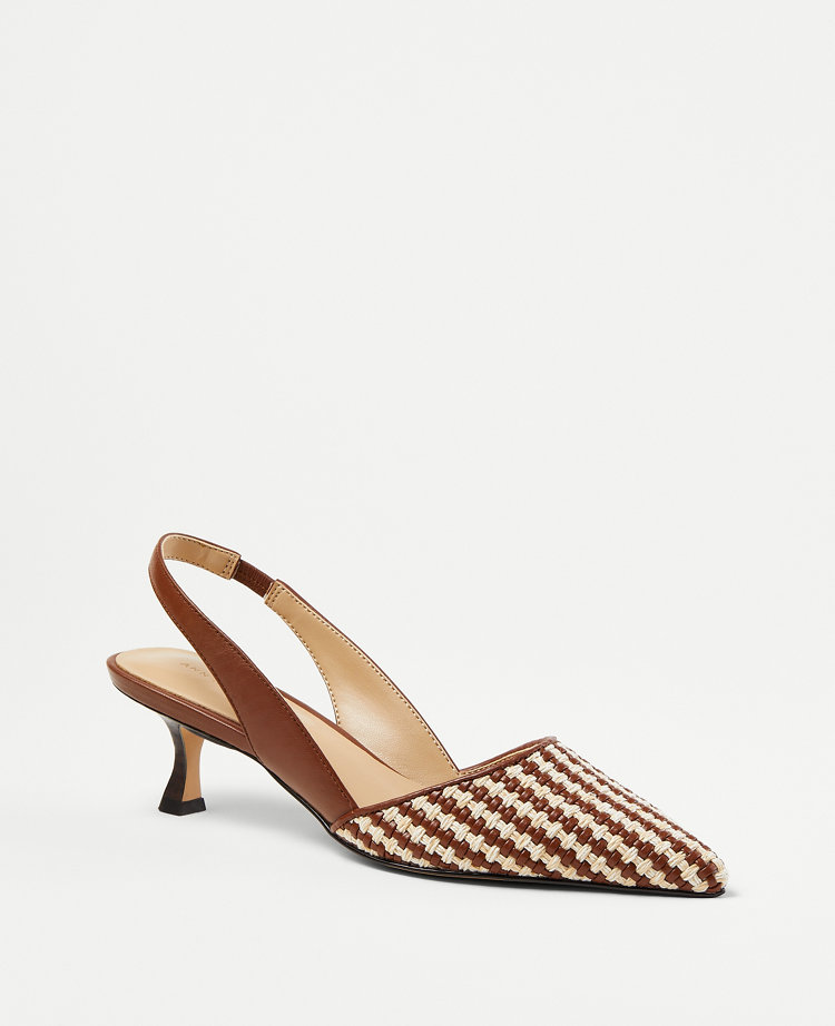 Ann Taylor Woven Slingback Kitten Heel Pumps