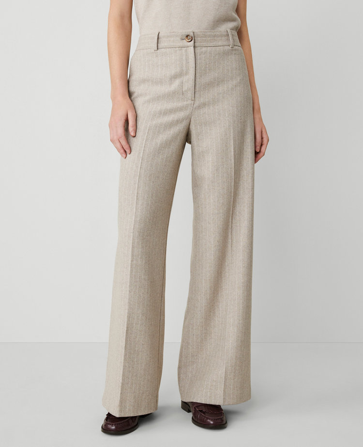 Ann Taylor The Perfect Wide Leg Pant Light Taupe Heather Women's