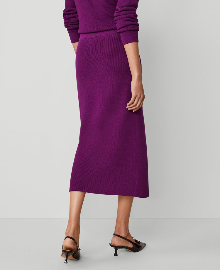 Ann Taylor Button Front Column Skirt Pulsar Purple Women's