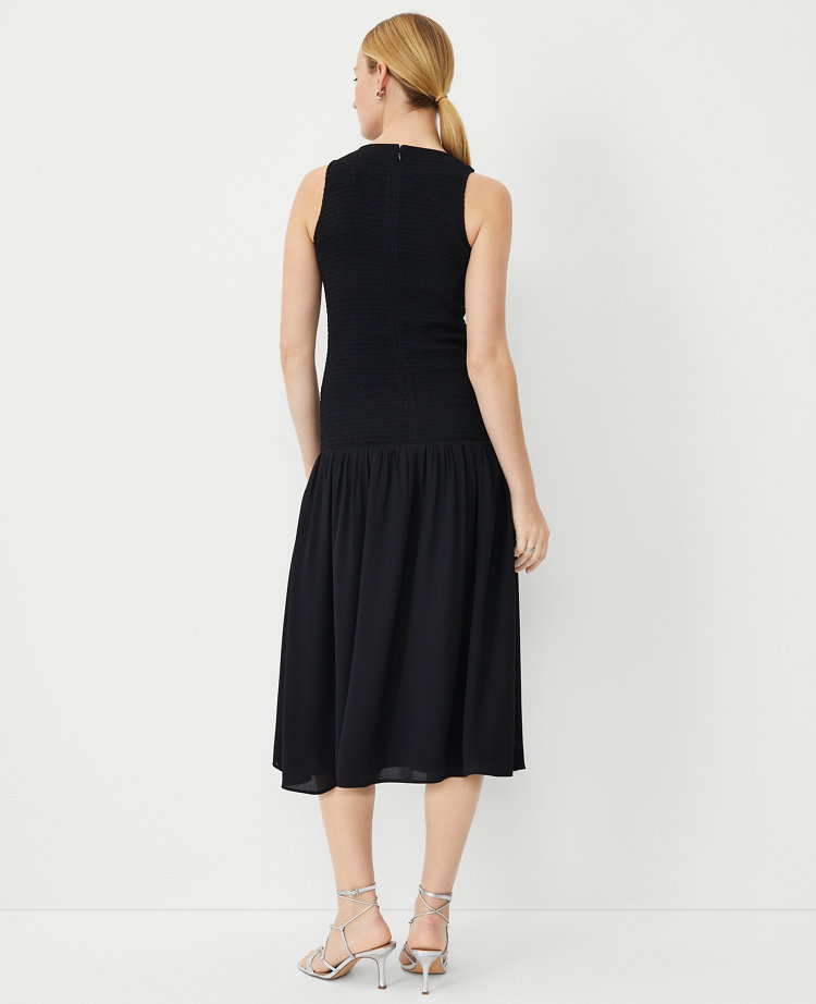 Smocked Flare Pocket Midi Dress