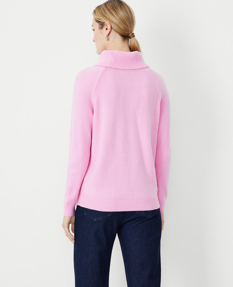 Ann Taylor Cashmere Petite MP Medium Cardigan Sweater Pink Peach Short  Sleeve