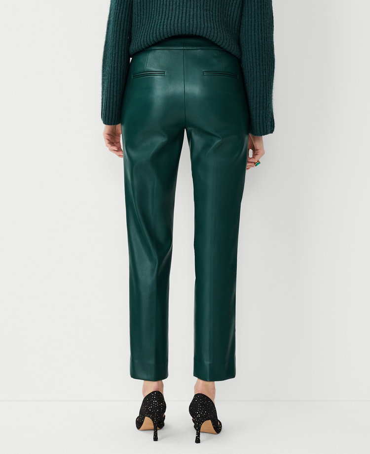 The Petite High Rise Eva Ankle Pant in Faux Leather