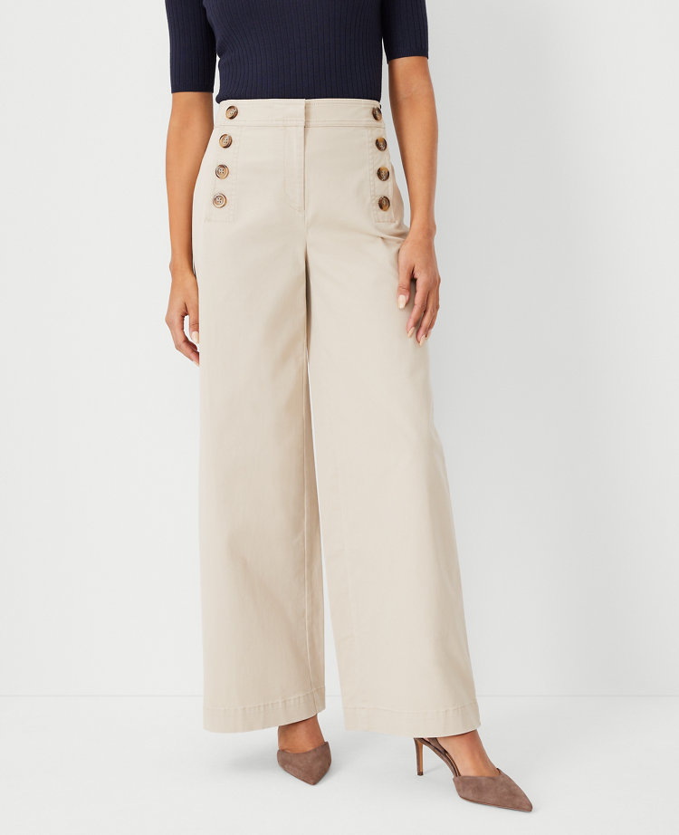 The Petite Sailor Palazzo Pant in Twill