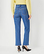 Petite High Rise Straight Jeans in Vintage Mid Indigo Wash - Curvy Fit carousel Product Image 2