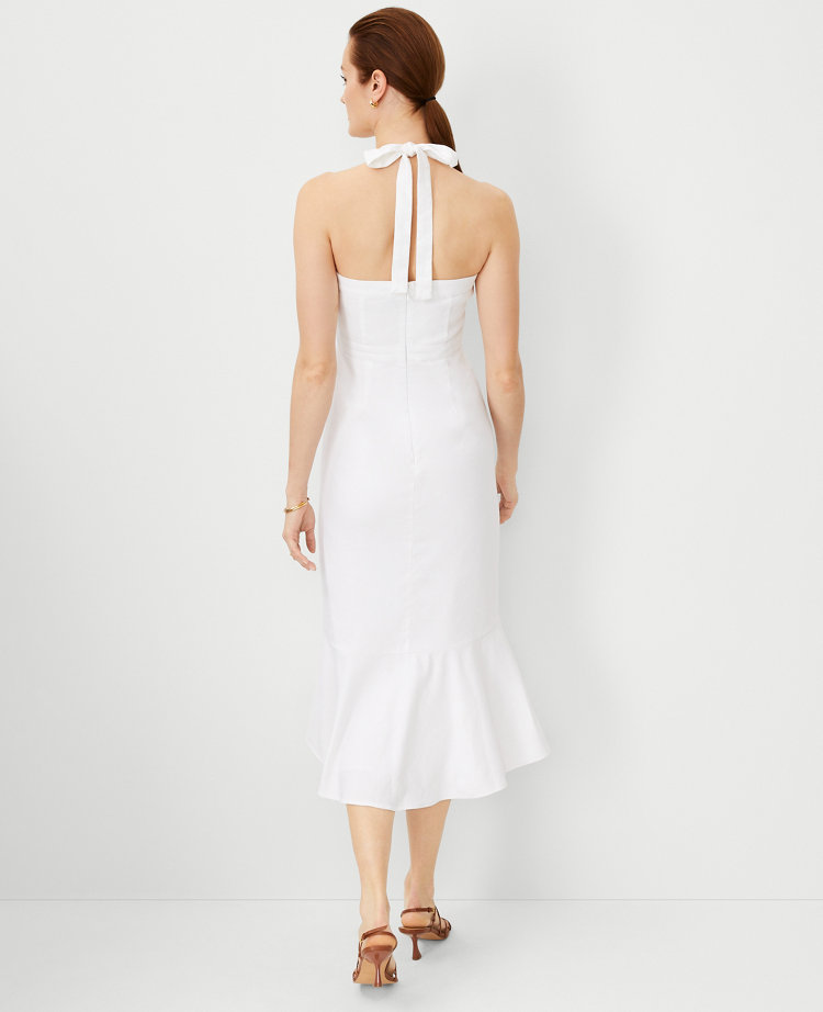 Linen Blend Halter Midi Dress