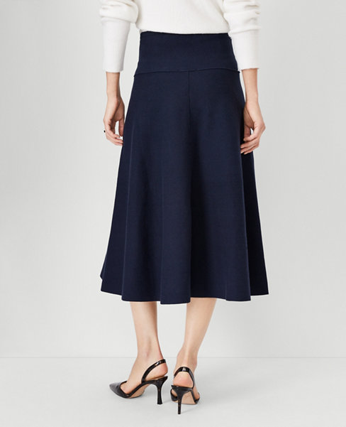 Petite Side Button Flare Skirt