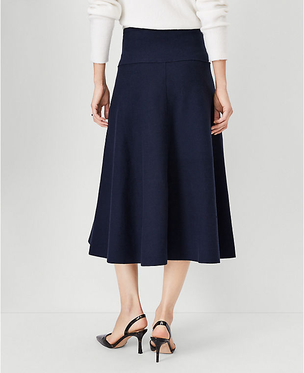 Petite Side Button Flare Skirt