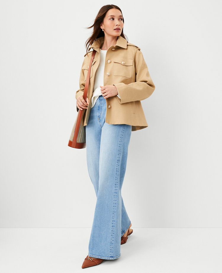 Petite Twill Swing Coat