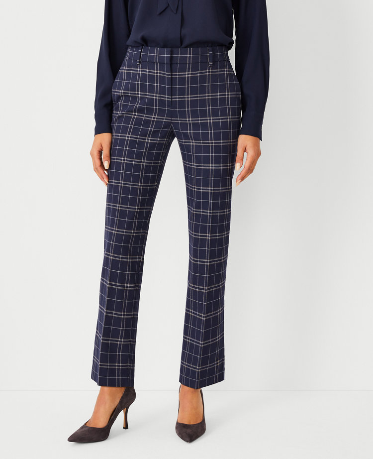 Plaid Print Straight Leg Suit Trousers