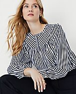 Petite Stripe Draped Yoke Shirt carousel Product Image 1