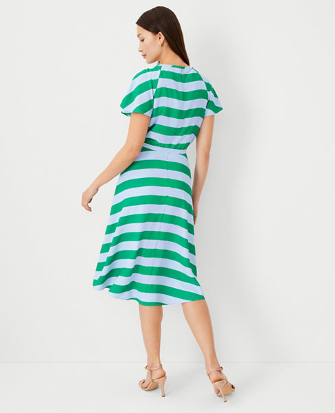 Striped Belted Flare Dress