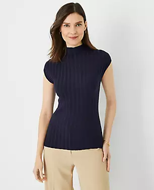 Ribbed Mock Neck Sweater Shell carousel Product Image 1