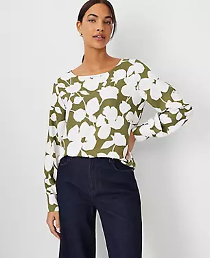 Floral Boatneck Blouse carousel Product Image 1