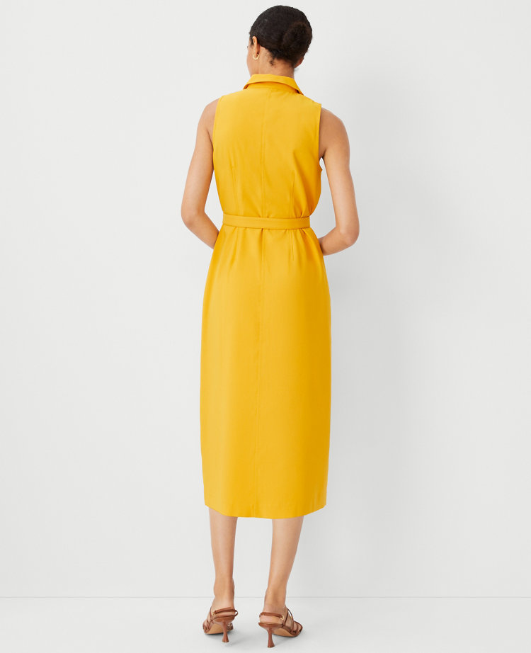 Ann Taylor Shirt Collar Flare Midi Dress Spring Marigold Women's