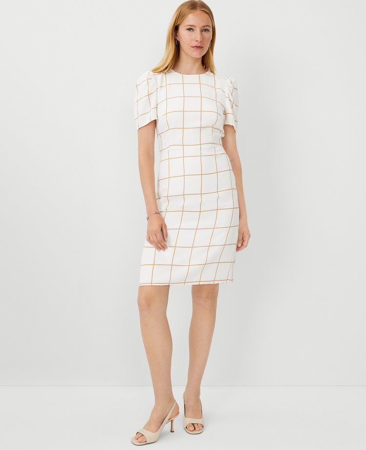 Plaid Short Sleeve Sheath Dress