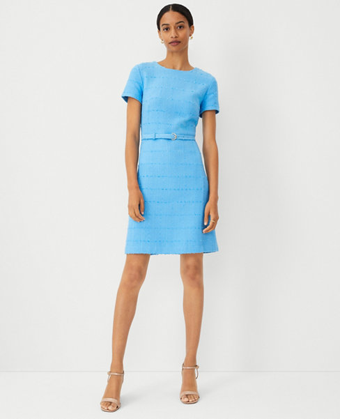 Ann Taylor Tweed Belted Flare Dress