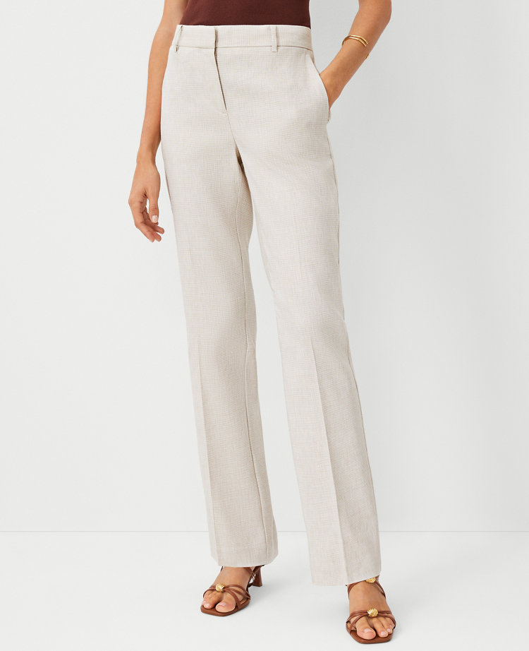 Ann Taylor The Tall Sophia Straight Pant Linen Blend Toasted Oat Women's