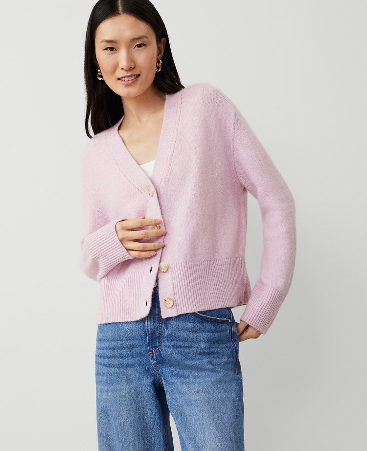 Ann Taylor V-Neck Cardigan Fragrant Lilac Women's