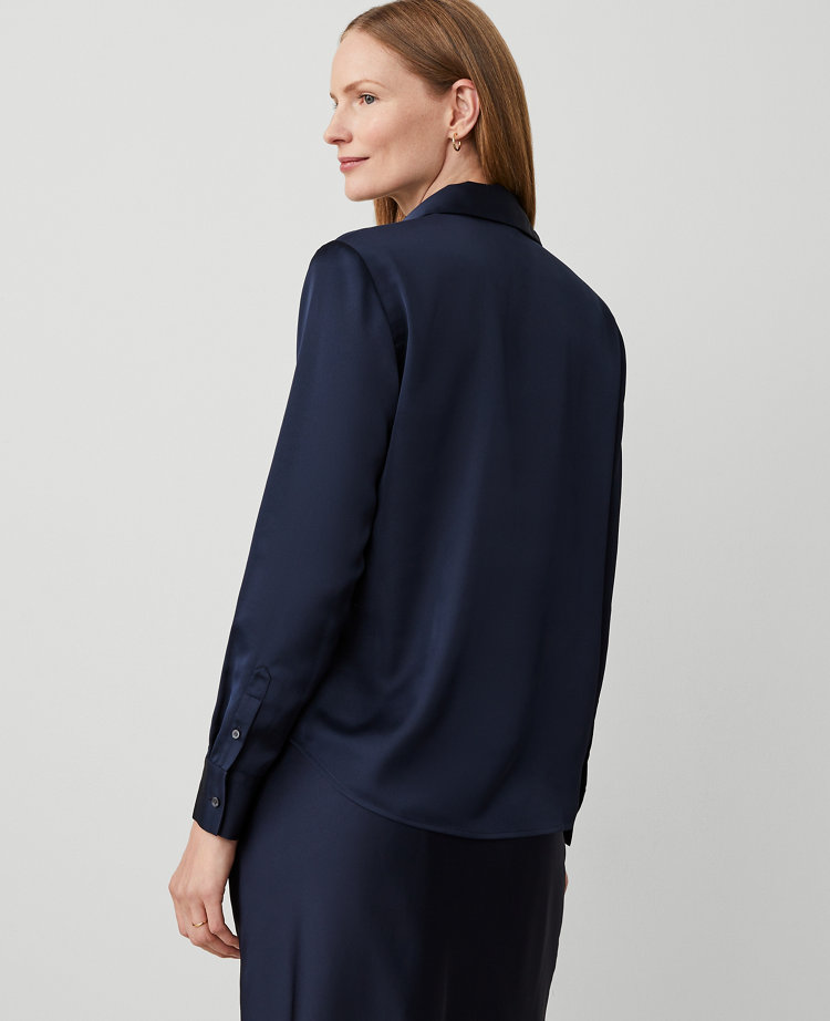Ansley Silk Front Tie Wrap - Navy - Tees By Tina main image 1