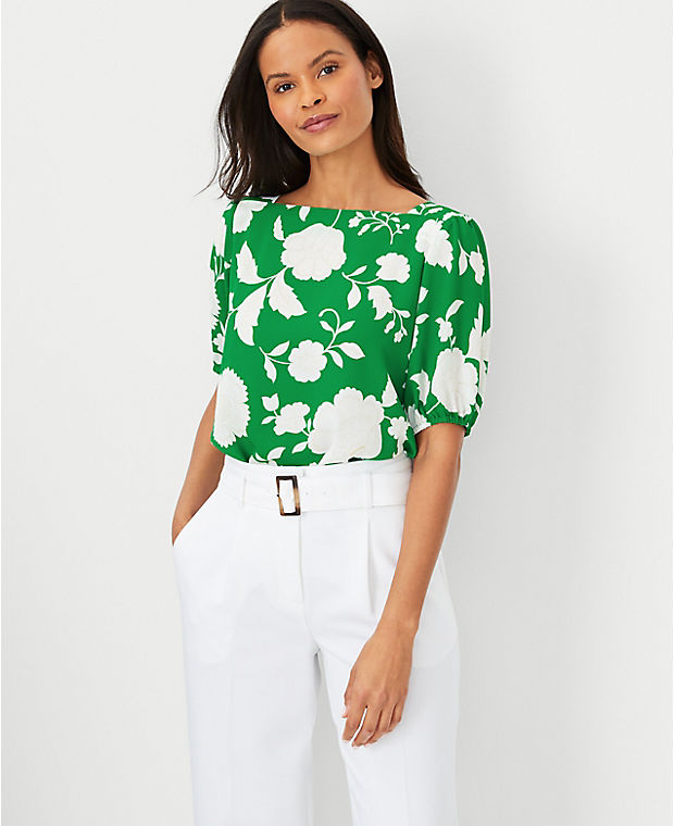 Petite Floral Boatneck Cropped Top