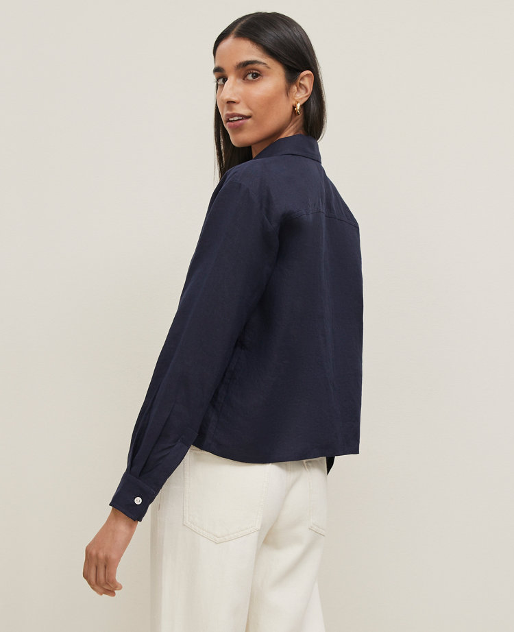 Petite Cropped Linen Shirt