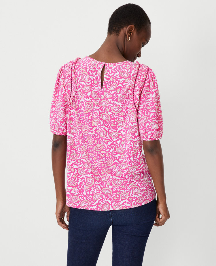 Ann Taylor Ruffle Shoulder Top Size XS Bold Pink Women's