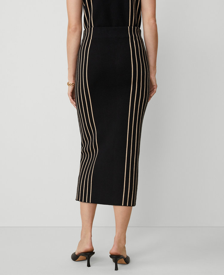 Ann Taylor Vertical Stripe Sweater Skirt Black Women's