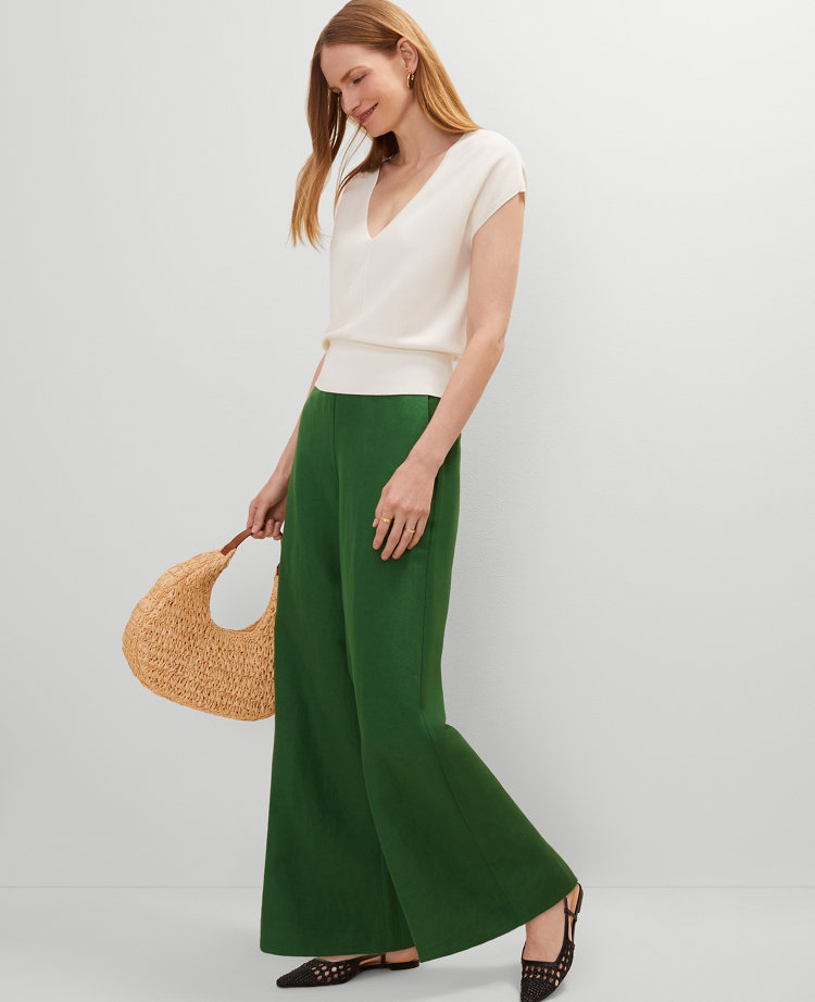 The Petite Easy Palazzo Pant in Linen Blend