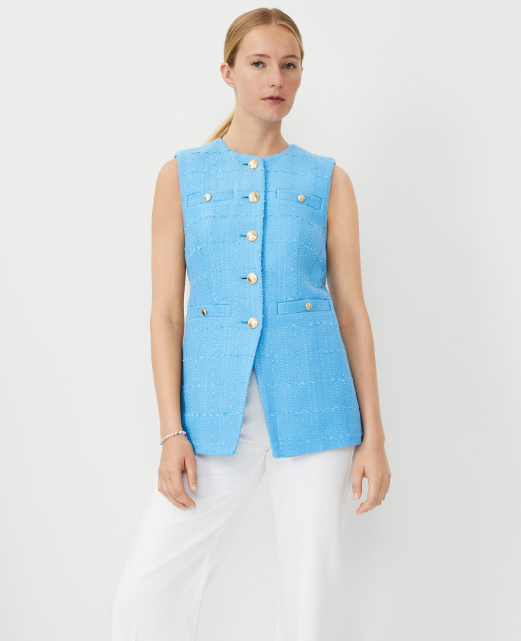 Petite Tweed Split Hem Vest