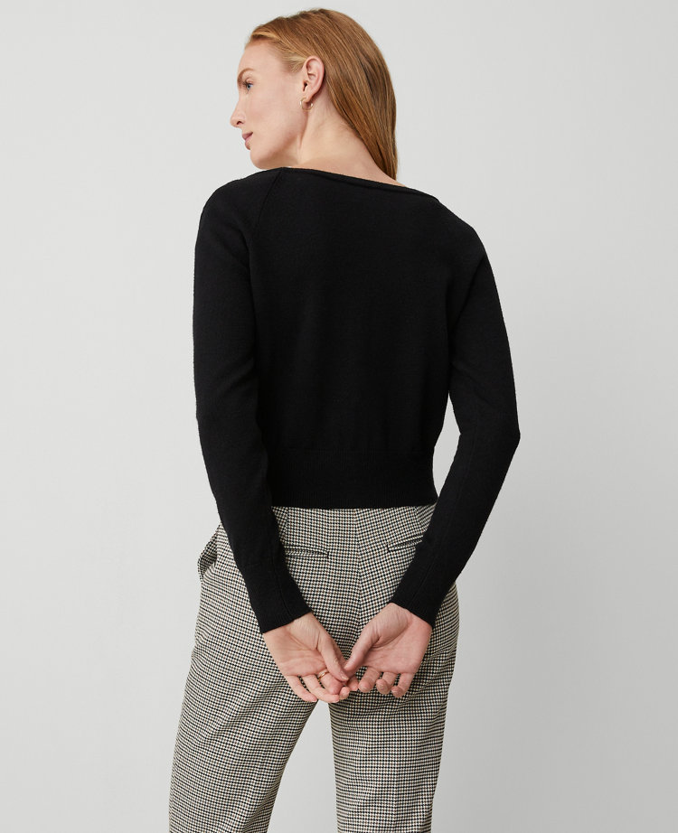 Open V-Neck Cropped Cardigan