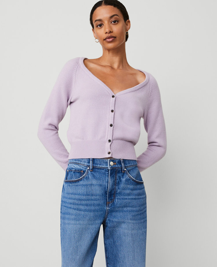 Open V-Neck Cropped Cardigan