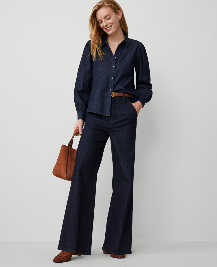 Ann Taylor The Denim Trouser Classic Rinse Wash Women's