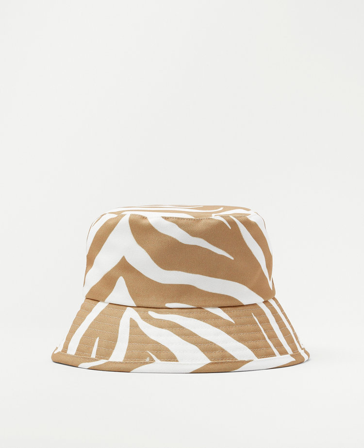 Ann Taylor AT Weekend Zebra Print Bucket Hat White Women's