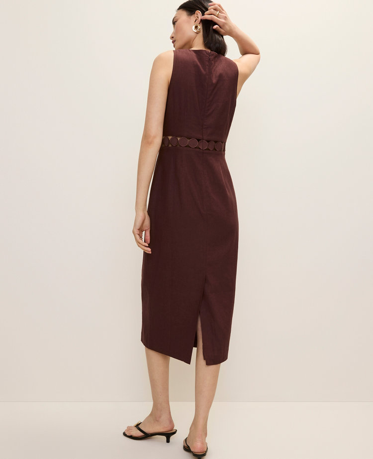 Linen Blend Halter Sheath Dress