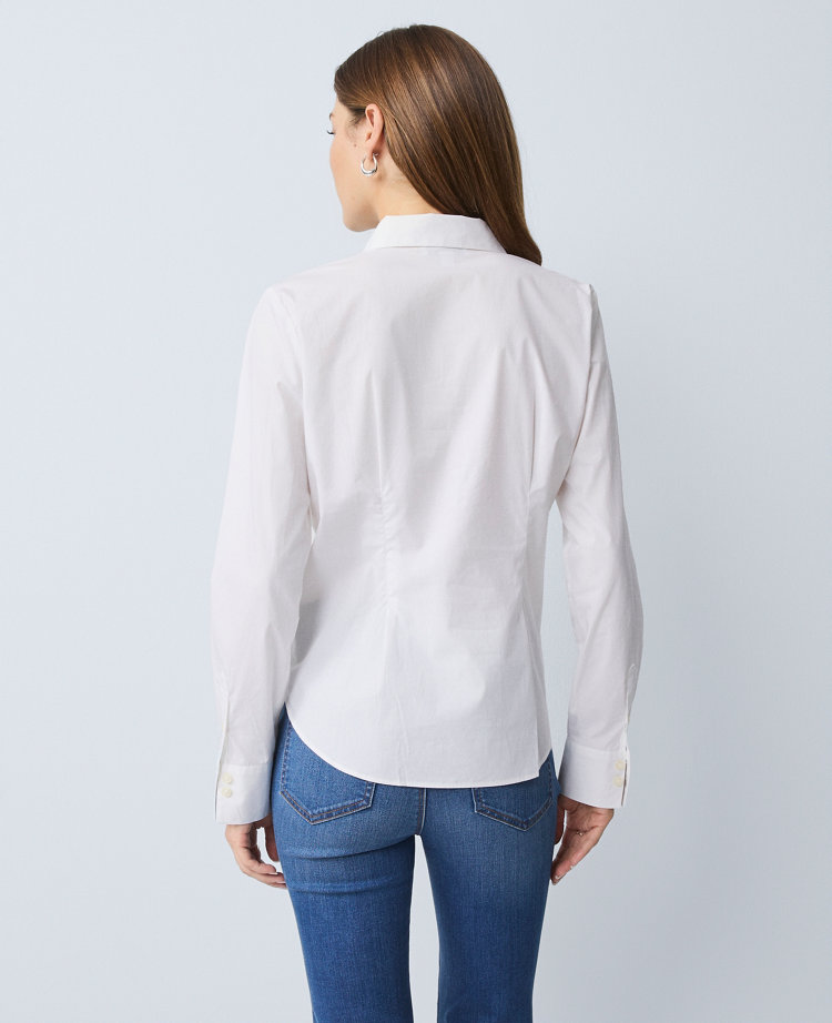 Ann Taylor Fitted Button Down Shirt In White