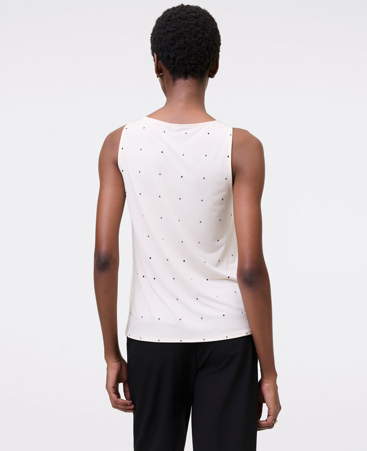 Dotted Mixed Media V-Neck Shell