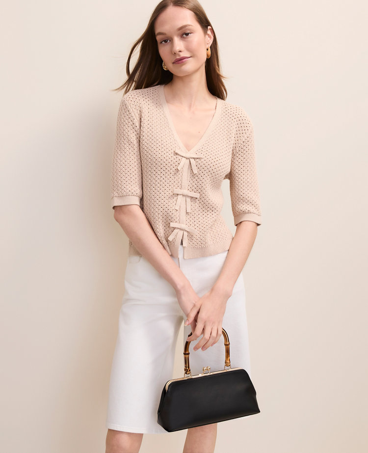 Textured Stitch Bow Cardigan carousel Product Image 1