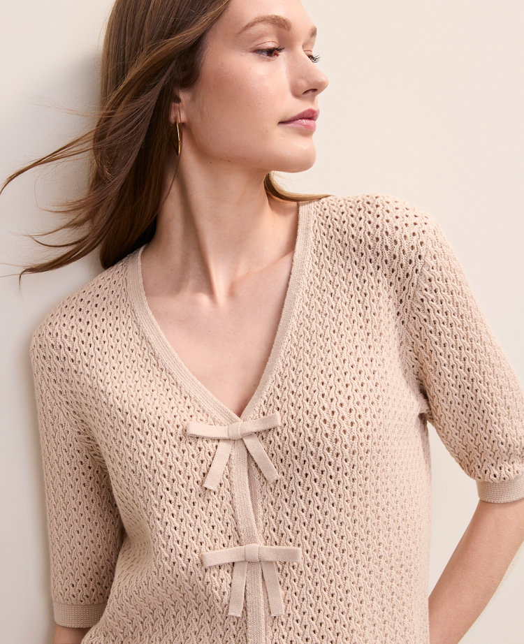 Textured Stitch Bow Cardigan carousel Product Image 3
