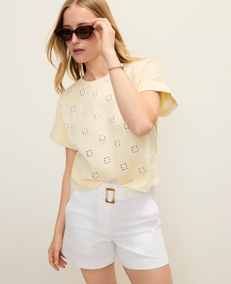 Weekend Eyelet Crew Neck Top
